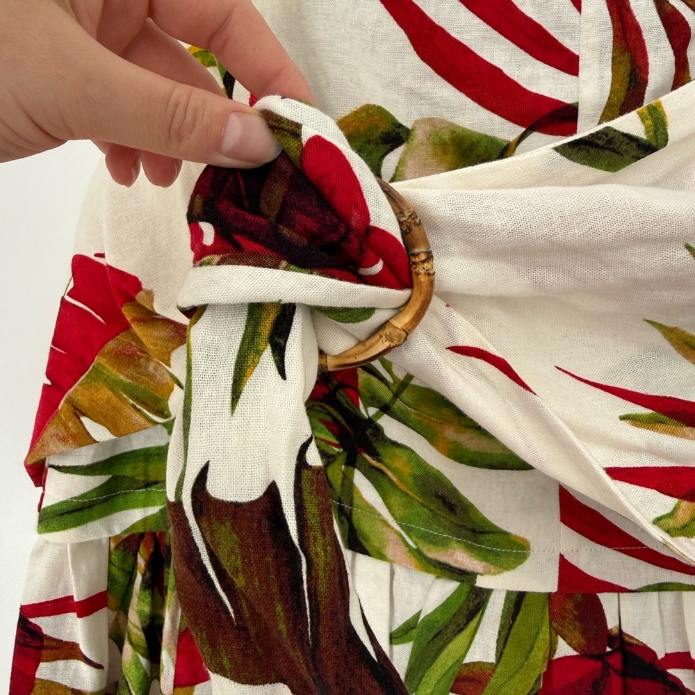 Maison D’Amelie Tropical Wrap Mini Skirt 🌴 Ring Detail Resort Vacation NWT - Picture 3 of 5